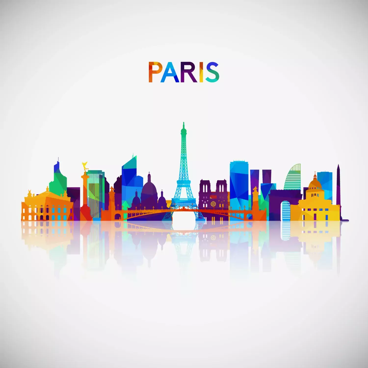 Illustration med Paris stora landmärken.
