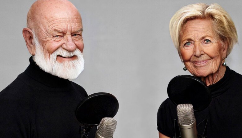 Andreas Andersson och Cecilia Odlind som 100-åringar