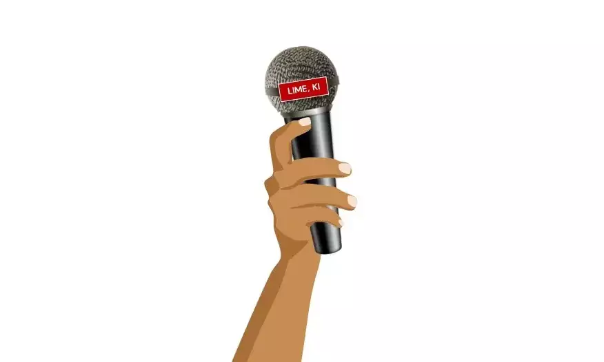 Hand holding a microphone.
