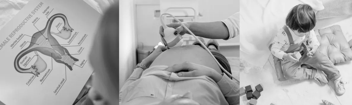 reproduktion, sonogram, barn med klossar