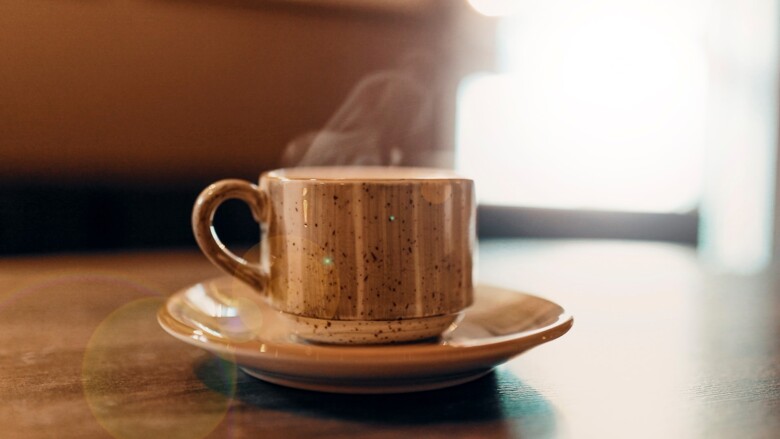 A cup of smoking hot espresso