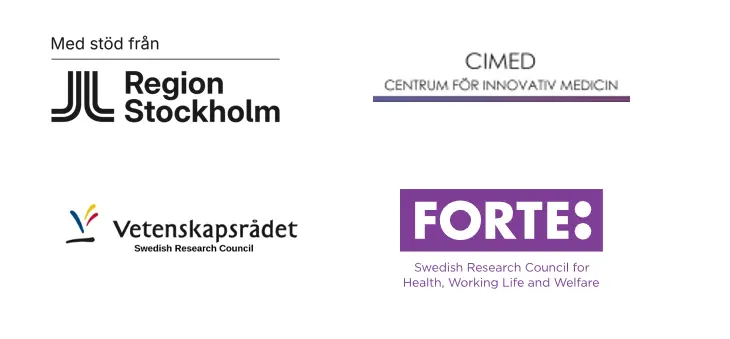 Logos of funders supporting research on involuntary psychiatric care: Region Stockholm, CIMED, the Swedish Research Council and Forte.