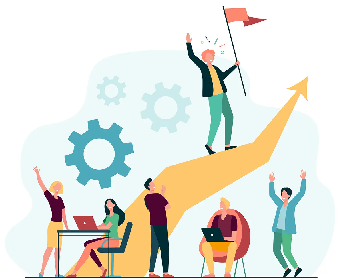 Dekorativ illustration som symboliserar projektarbete