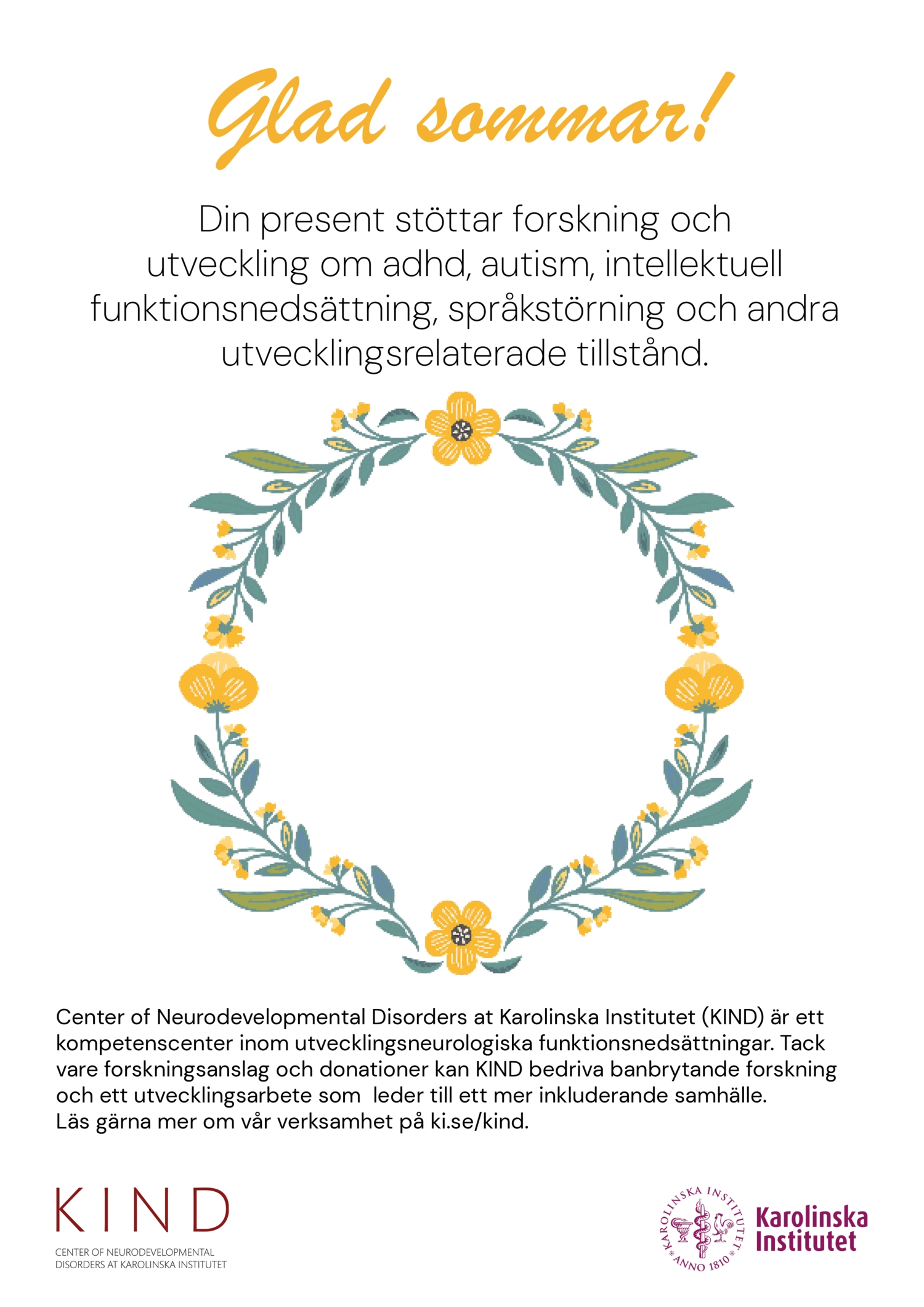 Bild av blomsterkrans och text.