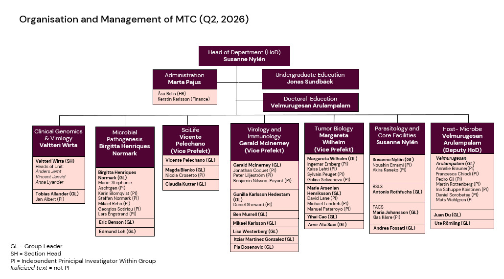 MTC organisational chart September 2026