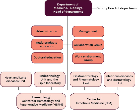 Colorful chart over the organisation of a department.