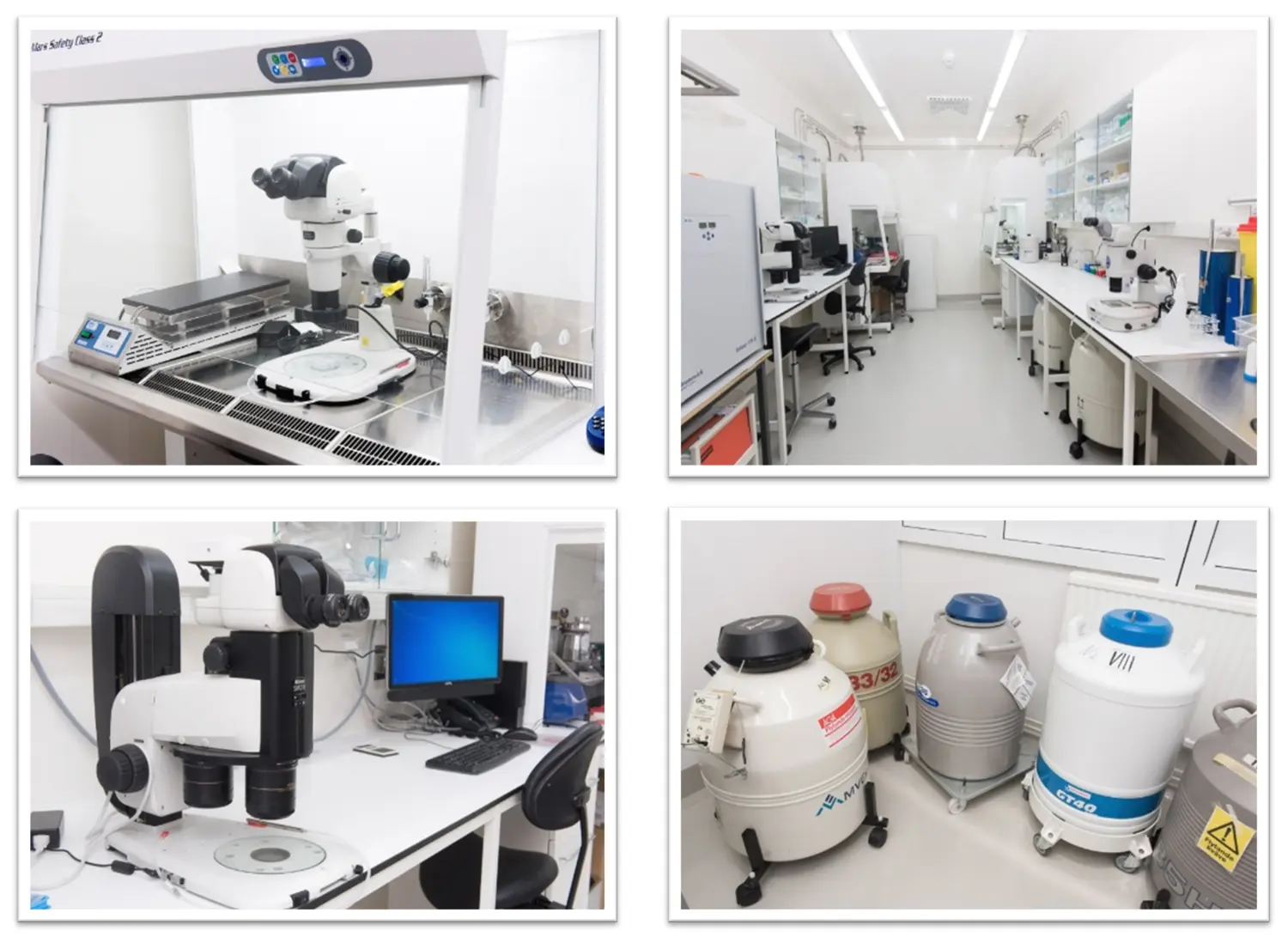 Four images showing lab and equipment.