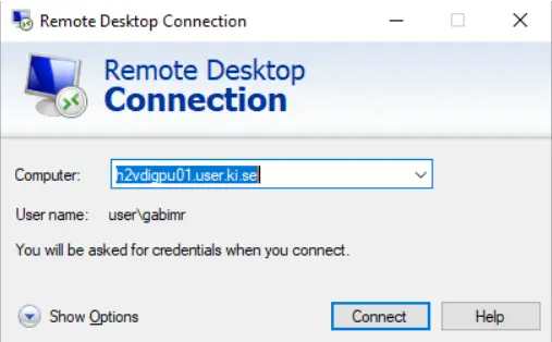 Instructions on how to connect to Remote Desktop.