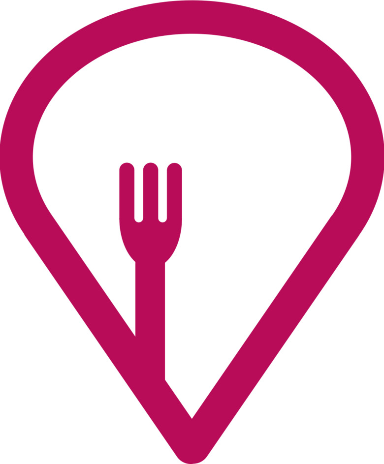 logo, droplet up-side-down with a fork