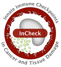 InCheck's logotype, red circle with a white cell within