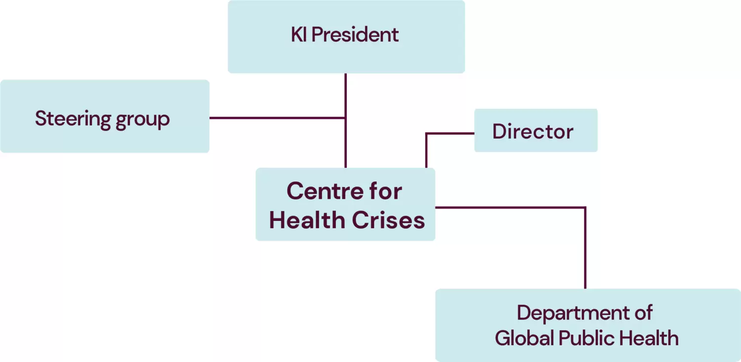 Chart displaying the organisational structure of the Centre for Health Crises