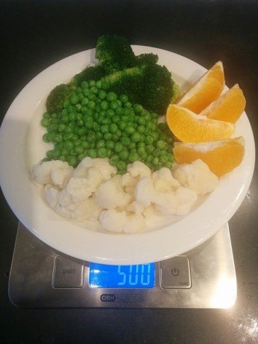 500 g fruit and vegetables.