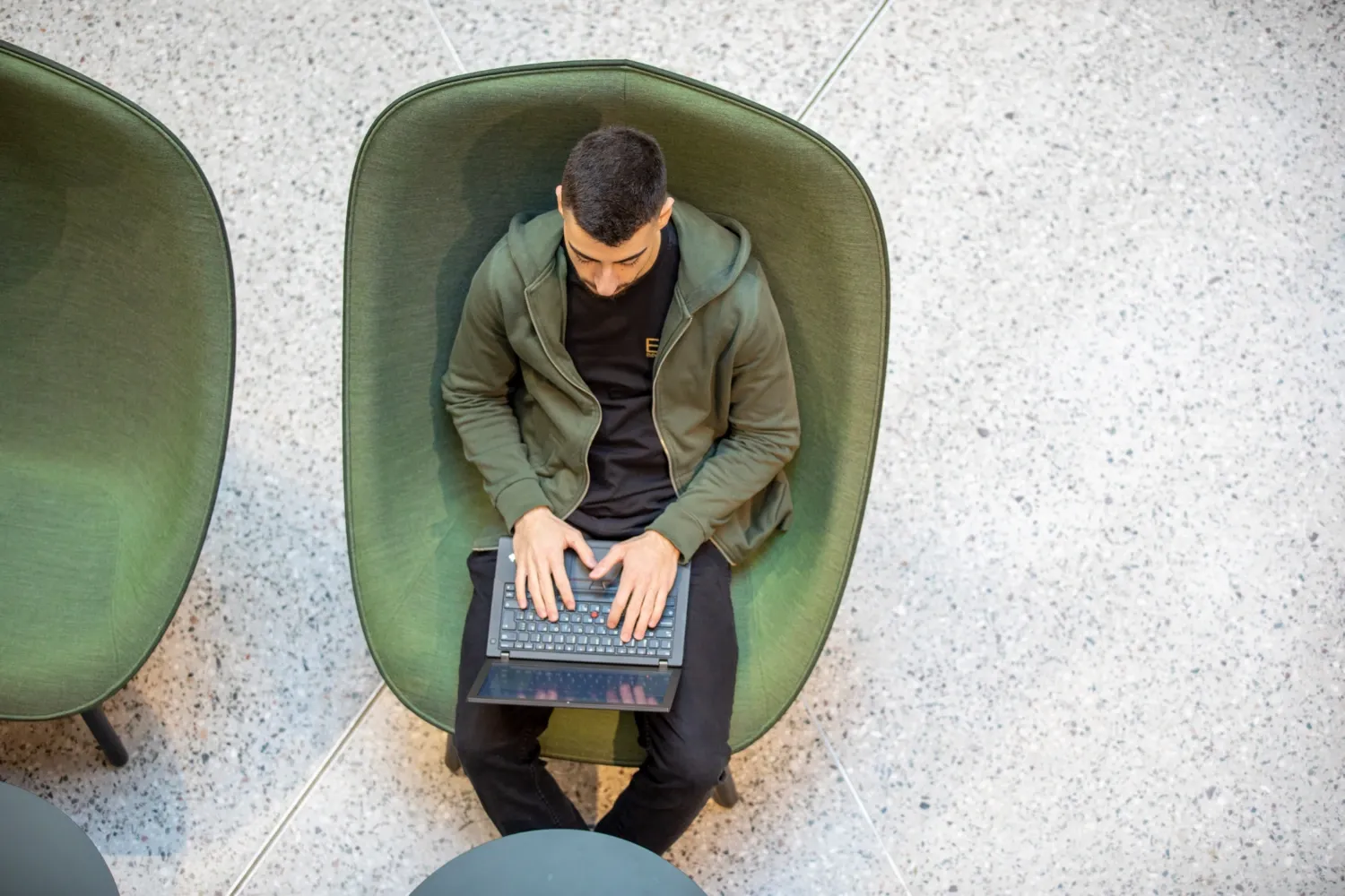 Students indoors at campus Solna during the spring semester of 2022.