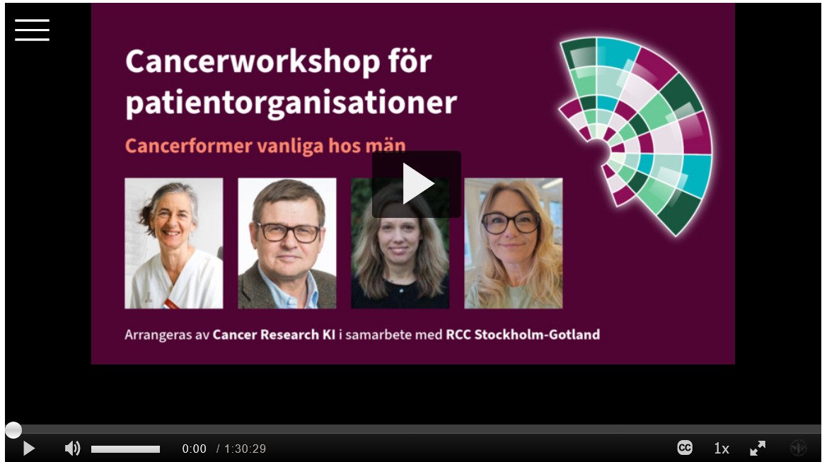 Cancerworkshop för patientorganisationer - Cancerformer vanliga hos män - KI PLAY