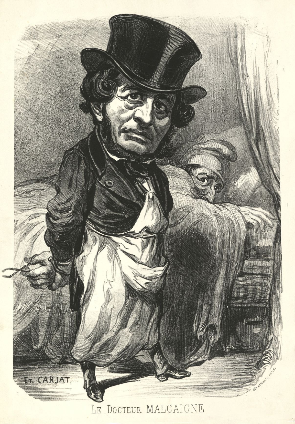 Étienne Carjat (1828-1906) Le Docteur Malgaigne. Lithograph c. 1865. Karikatyrstil bild