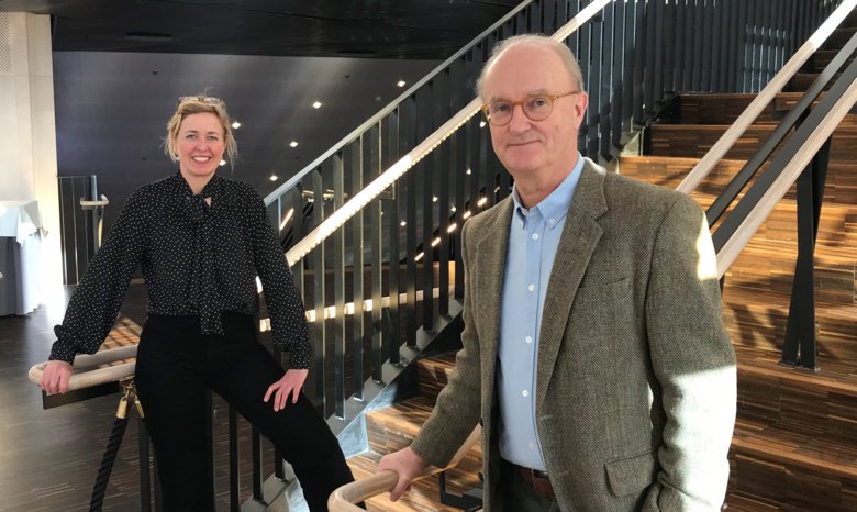 Portrait of Cecilia Odlind and Per Hall in Aula Medica. Photo: Ola Danielsson.