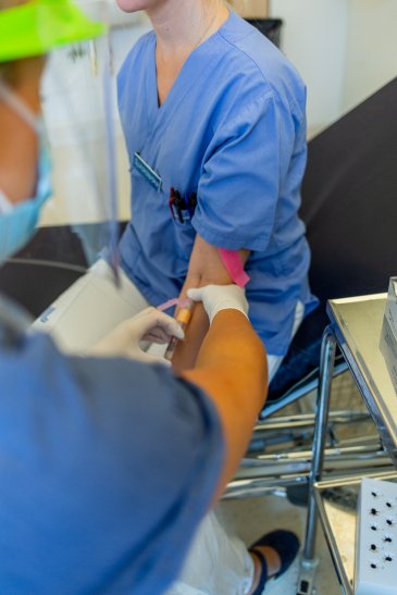 Blodprov tas för att undersöka antikroppar från Covid-19.