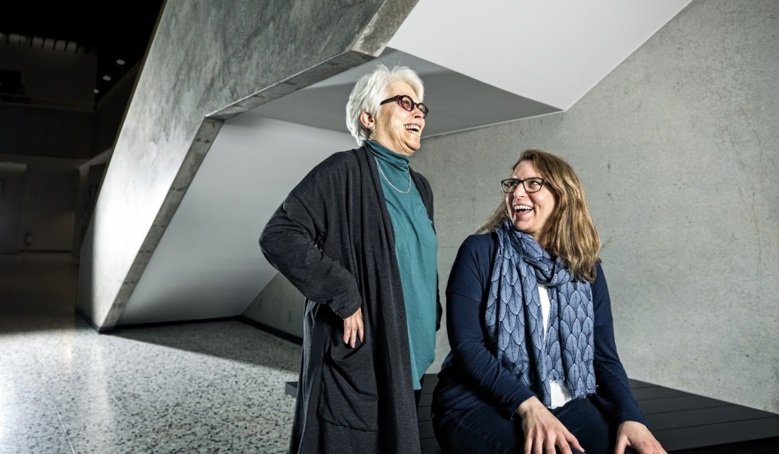 Picture of Carol Tishelman and Sophia Savage laughing.