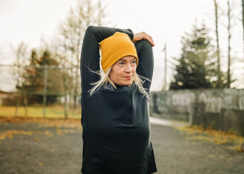 A woman exercising outdoors