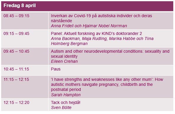 Fokus på autism 2022 program dag 3