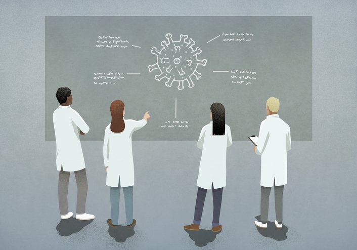 Forskare över hela världen samarbetar i kampen mot det nya coronaviruset. illustration: Getty images