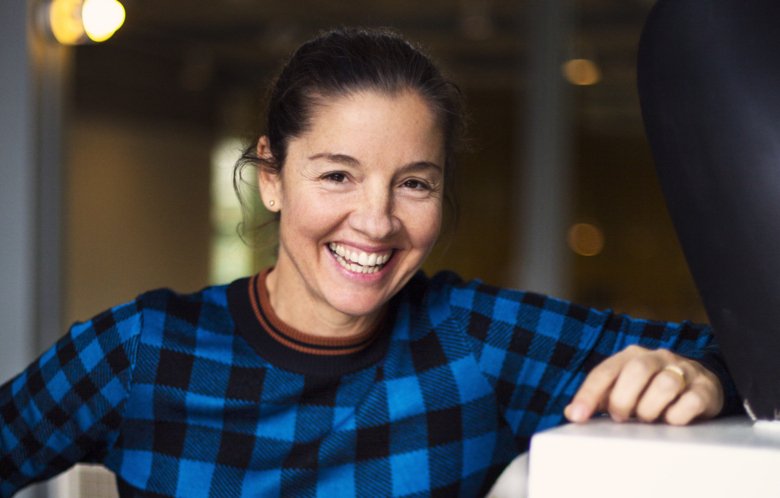 Researcher Kirsty Spalding laughing.