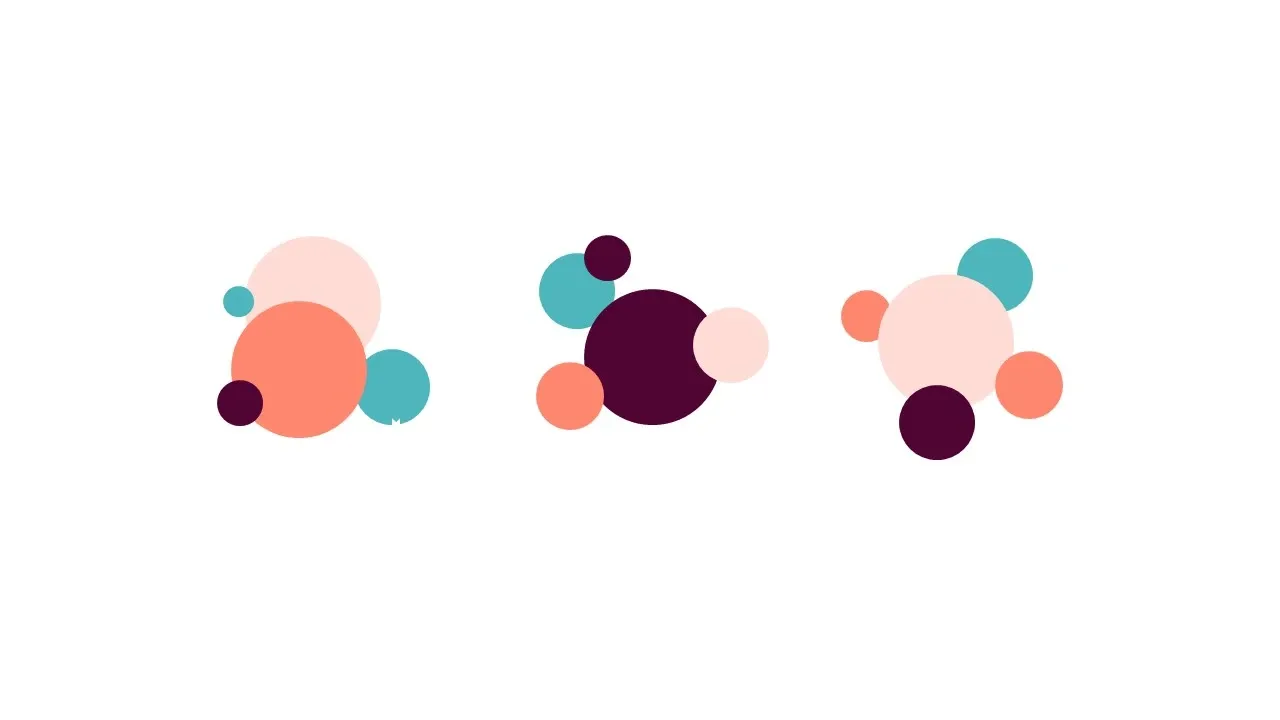Symbolic picture of centras. Different colored dots in clusters.