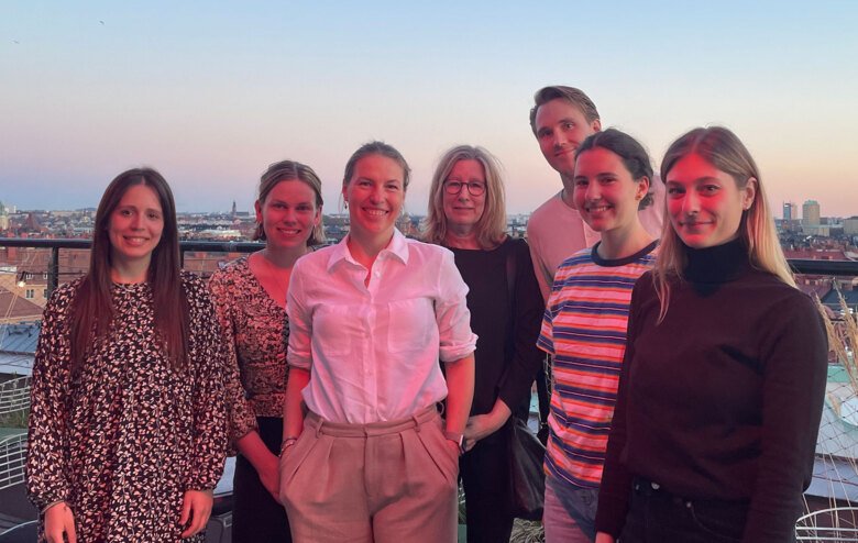 (from left): Fabiana Baganha, postdoc; Ruby Schipper, PhD student; Carolina Hagberg, Group leader; Anneli Olsson, lab manager; Max Larsson, MD student; Alana Vanity, MSc student, and Alice Maestri, co-supervised PhD student. Missing from picture: Min Cai,
