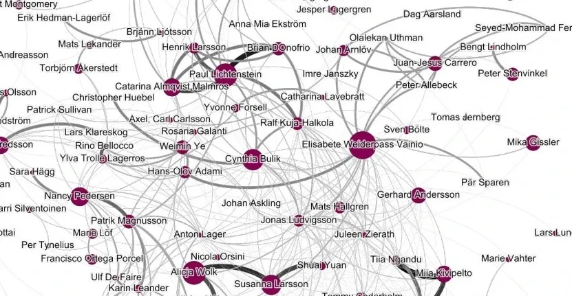 Utklipp ur KI Authors network 2017-2022