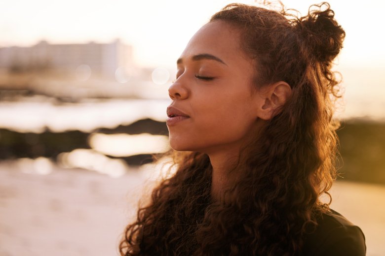 A woman meditating