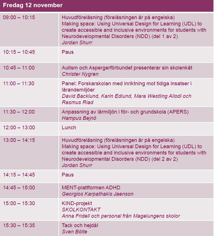 NPF-skoldagarna program dag 2 den 12 november