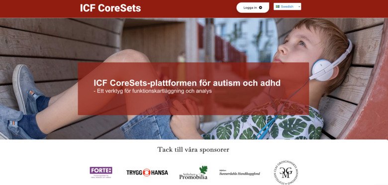 Bild av hemsidan ICF Core Sets.