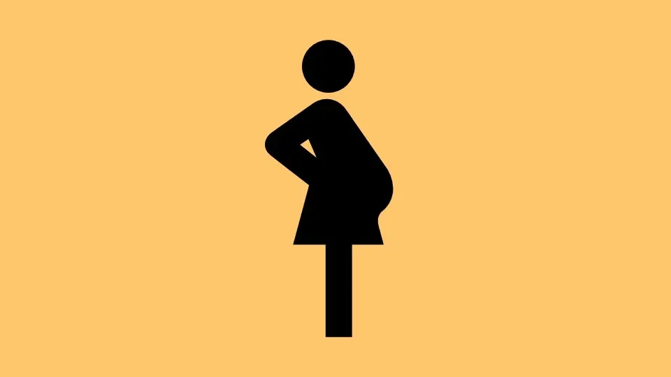 Icon of pregnant woman on a yellow background.