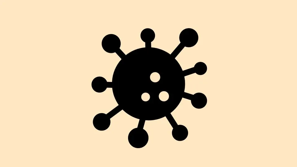 Icon of a virus on light orange background.