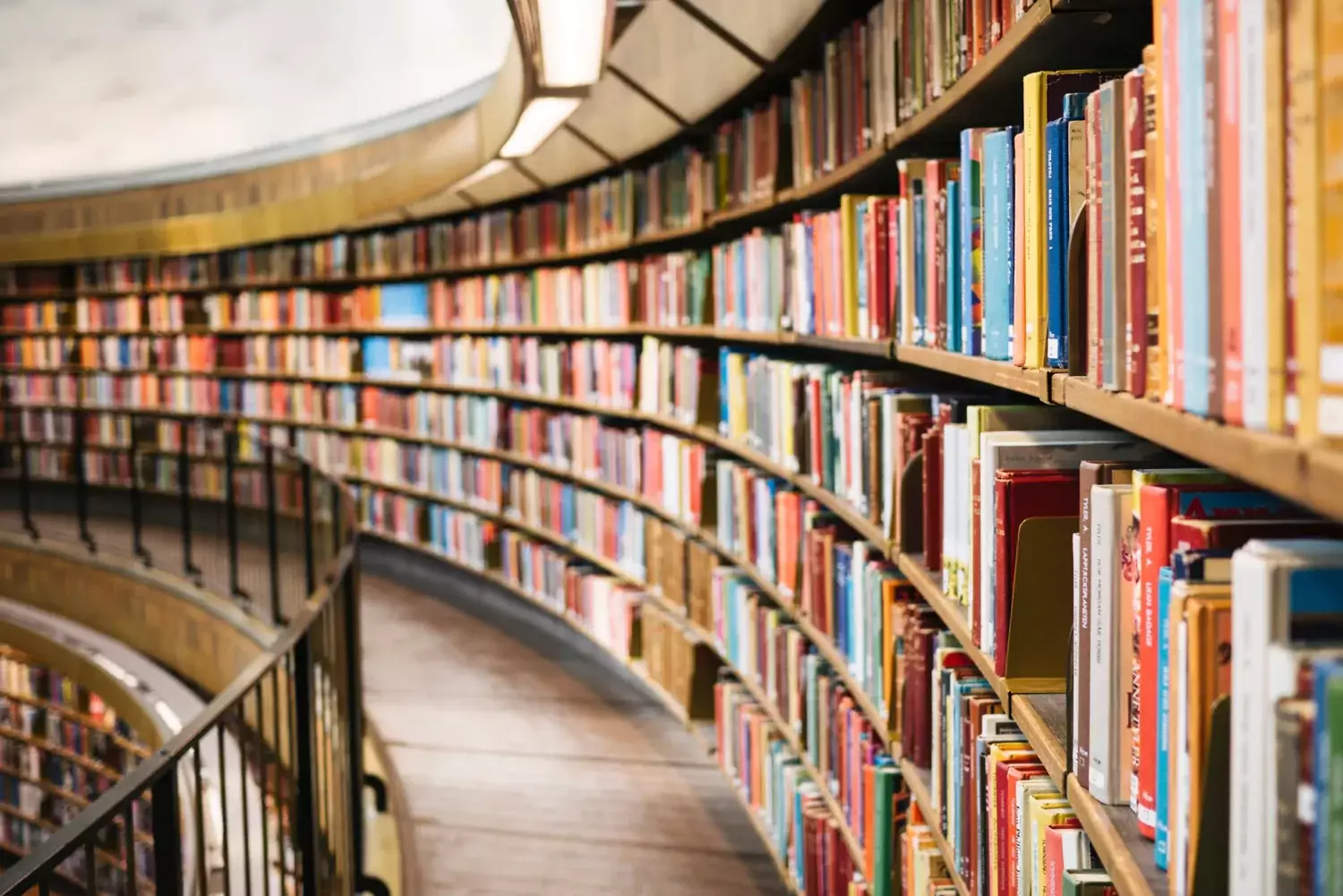 books in a row on shelves