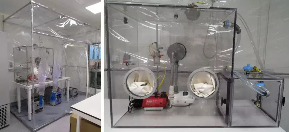 Two images showing test chamber