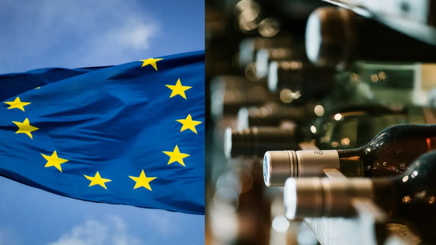 EU flag and winebottles