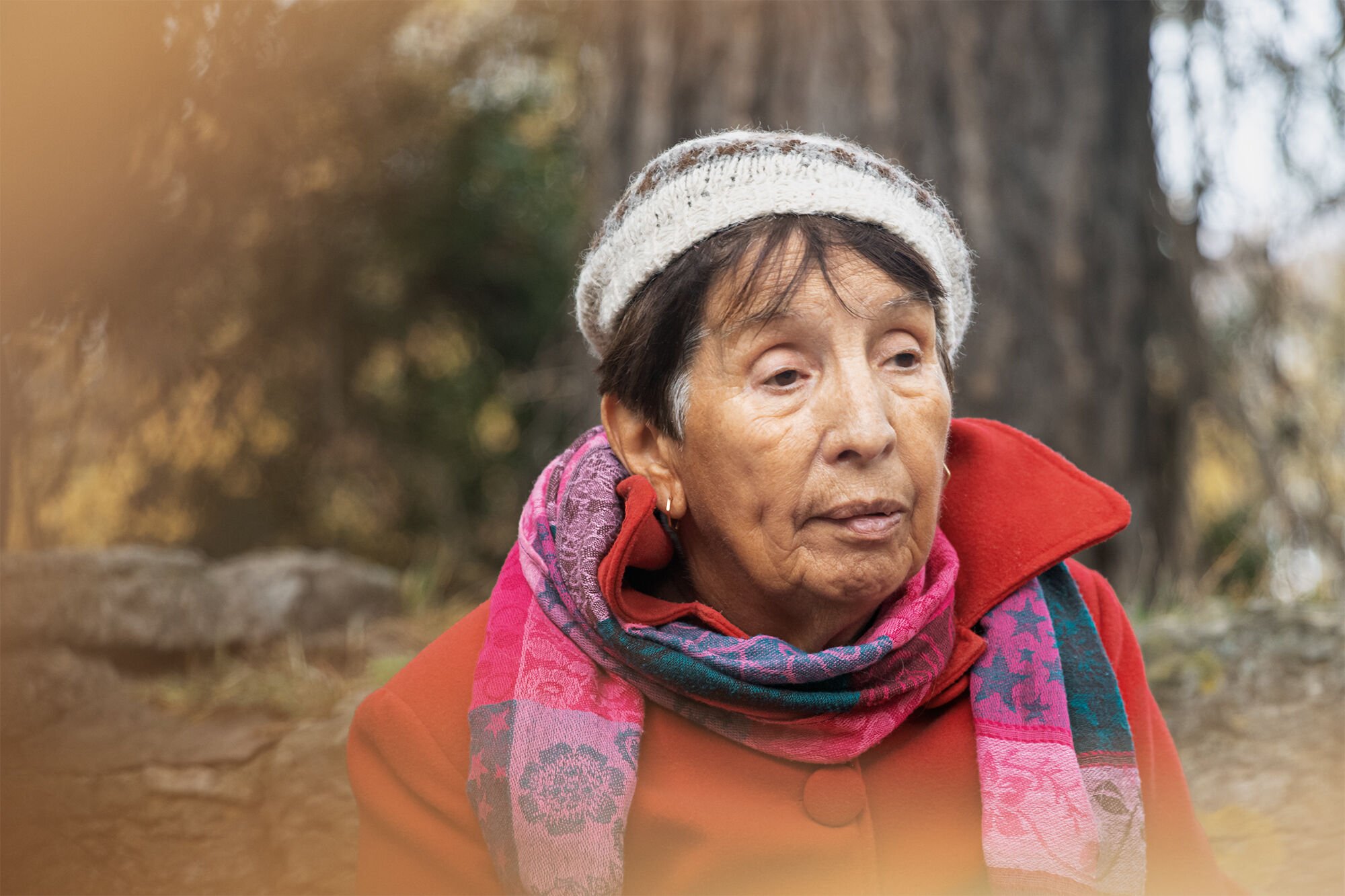 Adriana, 84, outside on a walk. Collaboration between ARC and Fotoskolan STHLM 2019.