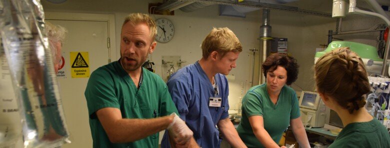 Experimental traumatology unit, from left to right Andreas Brännström, Albin Dahlquist, Jenny Gustavsson.