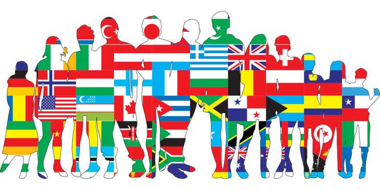 Flags and contours of people