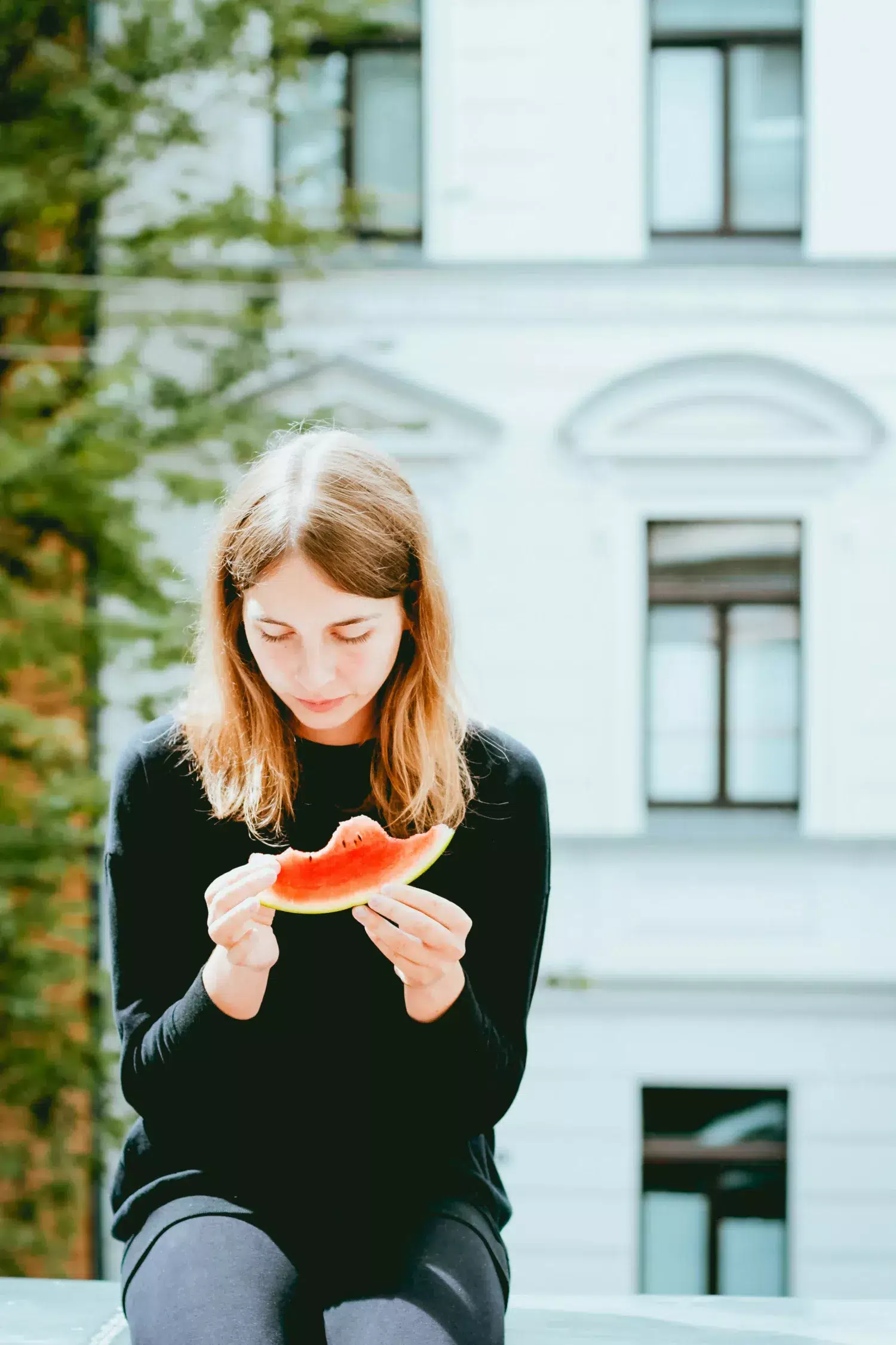 Girl eating water melon