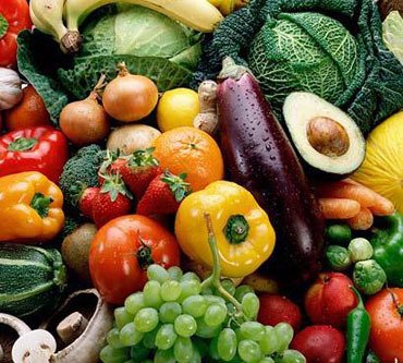 Close up on various vegetables and fruits
