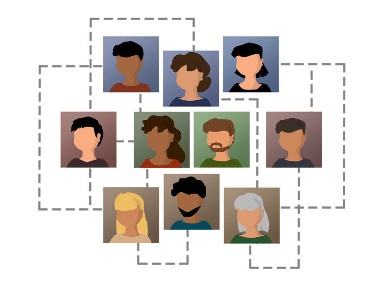 Illustration of people in a network.