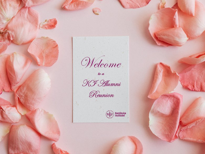 Invitation card in rose petals