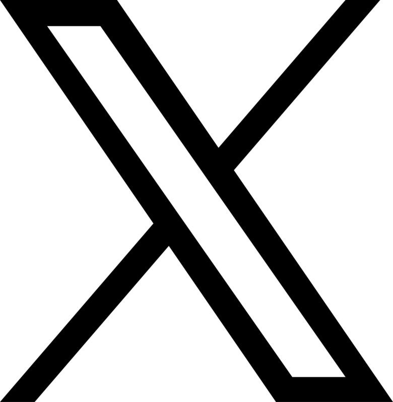 svart logo för X mot transparent bakgrund.