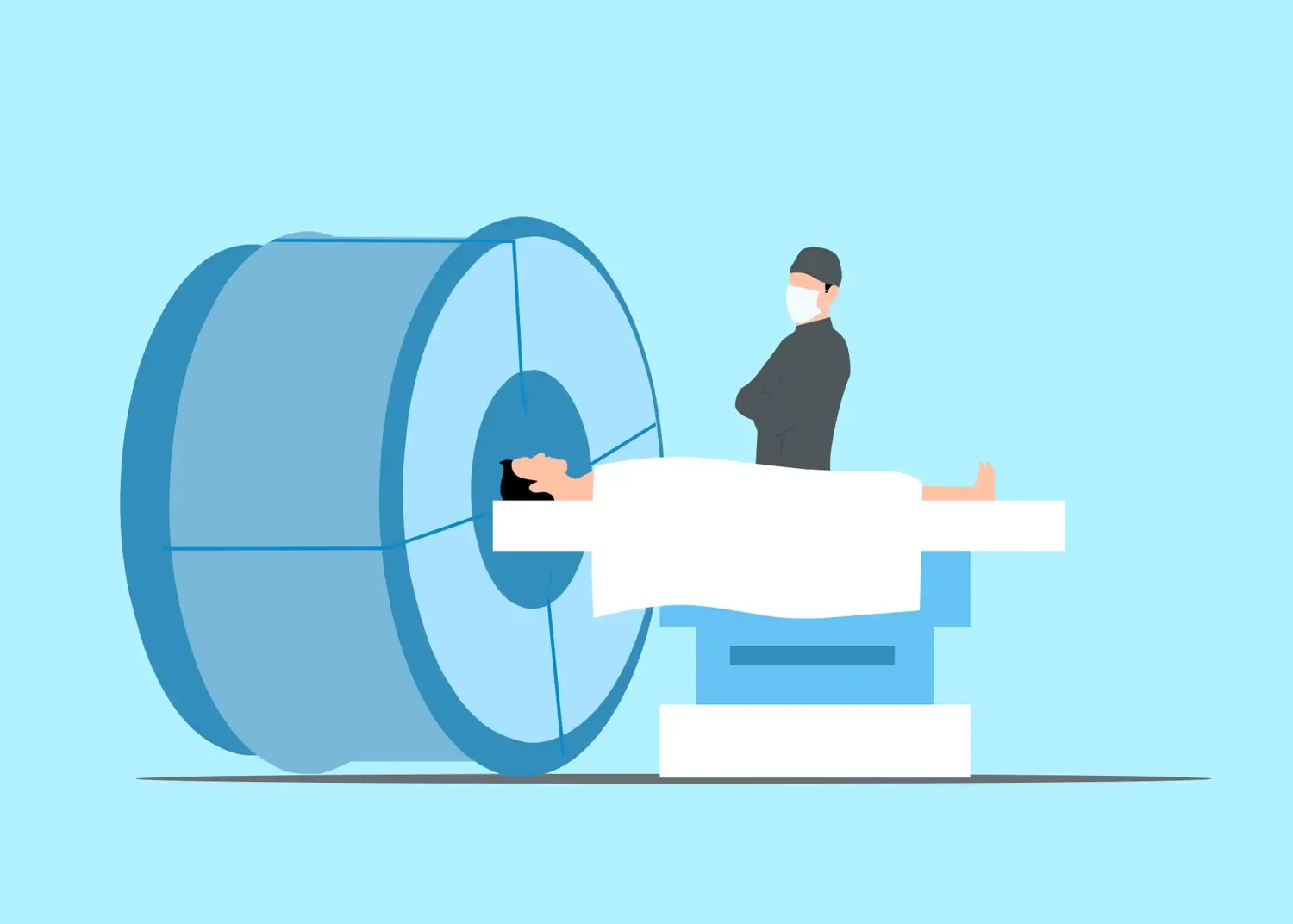 Illustration showing magnetic resonance imaging scan of a person