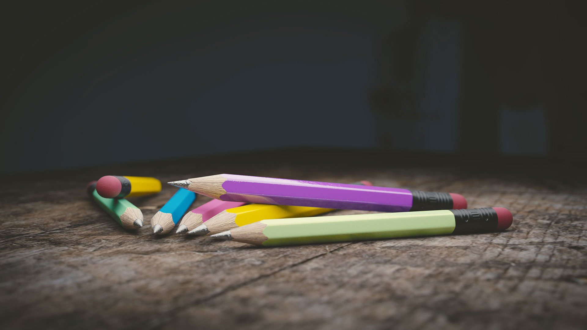 colored pencils on table