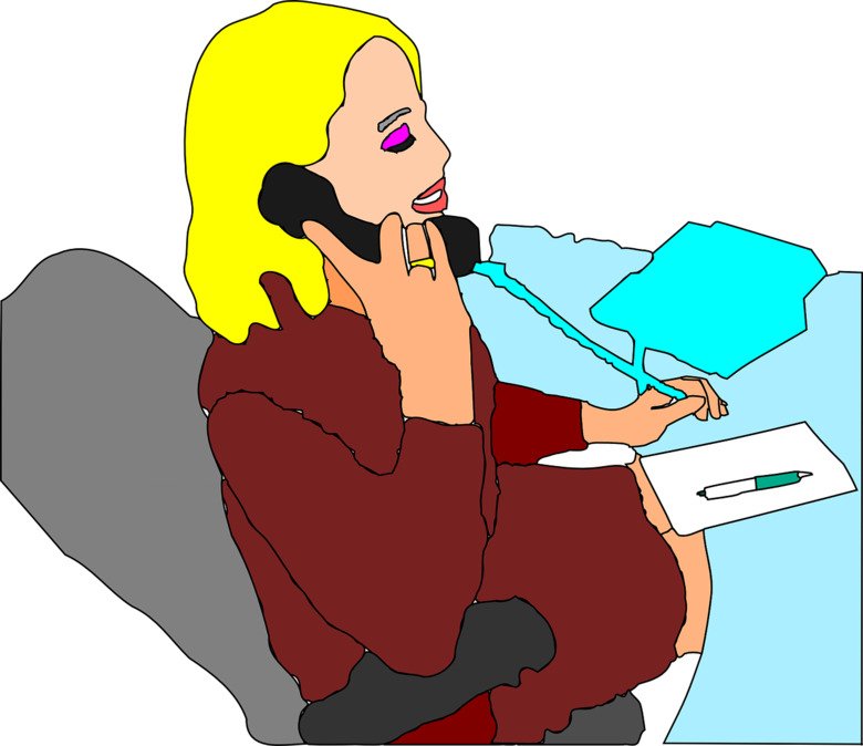 Illustration of woman speaking on the phone.