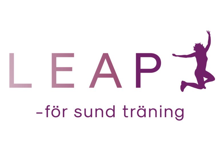 Logotype for the LEAP study with a person jumping in the air