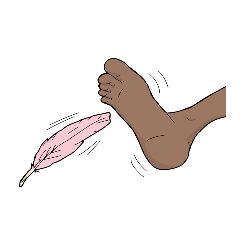 illustration of feather tickling foot